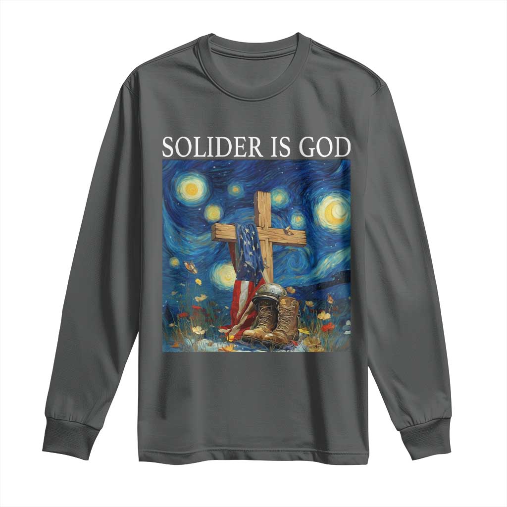 Army Christian Long Sleeve Shirt Soldier Cross Starry Night Faith Patriotic Jesus - Wonder Print Shop