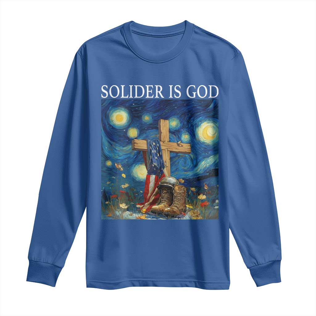 Army Christian Long Sleeve Shirt Soldier Cross Starry Night Faith Patriotic Jesus - Wonder Print Shop