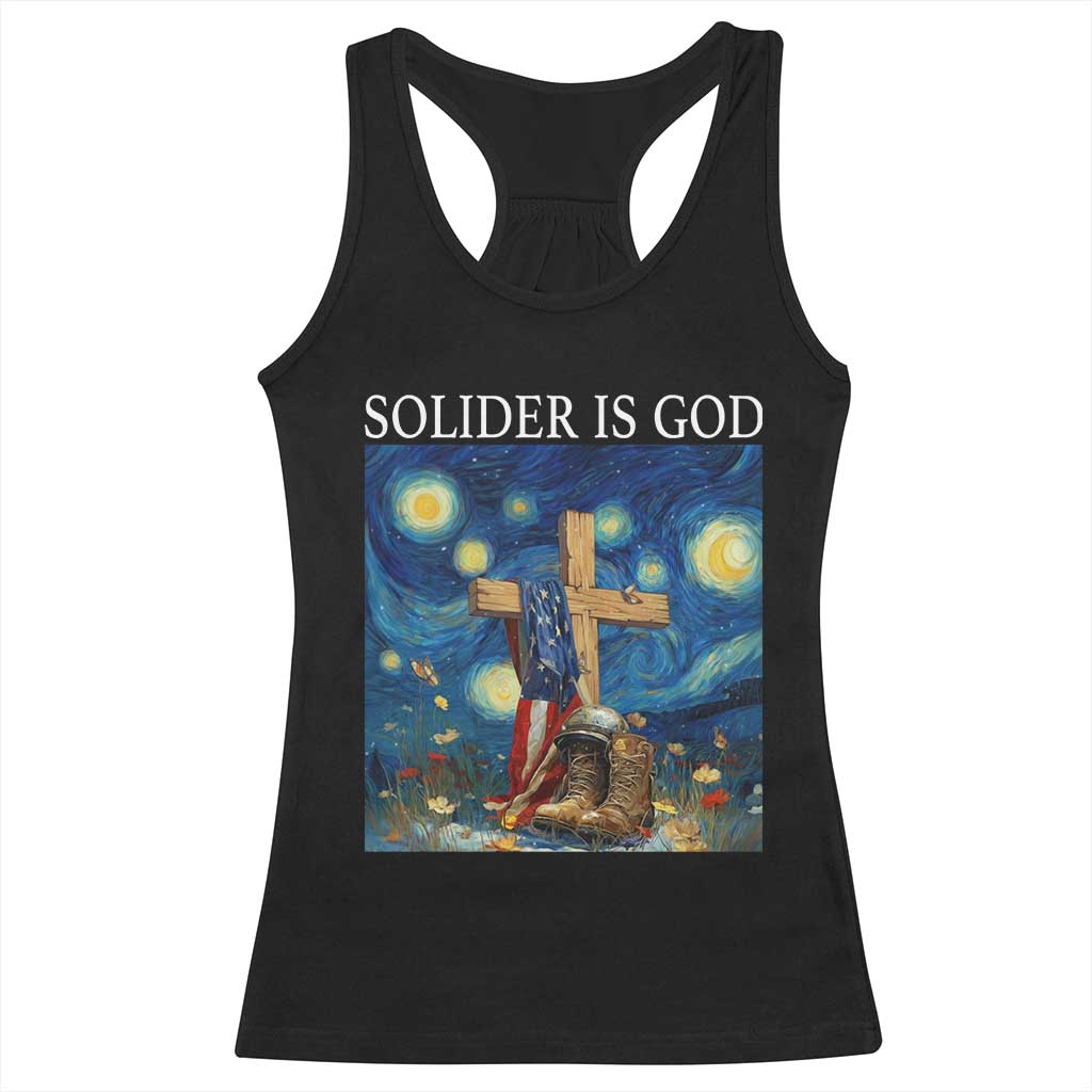 Army Christian Racerback Tank Top Soldier Cross Starry Night Faith Patriotic Jesus - Wonder Print Shop