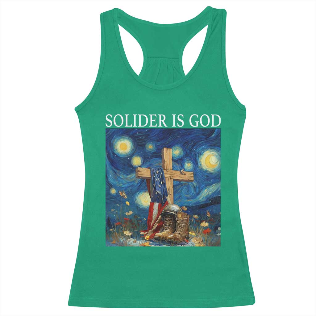 Army Christian Racerback Tank Top Soldier Cross Starry Night Faith Patriotic Jesus - Wonder Print Shop