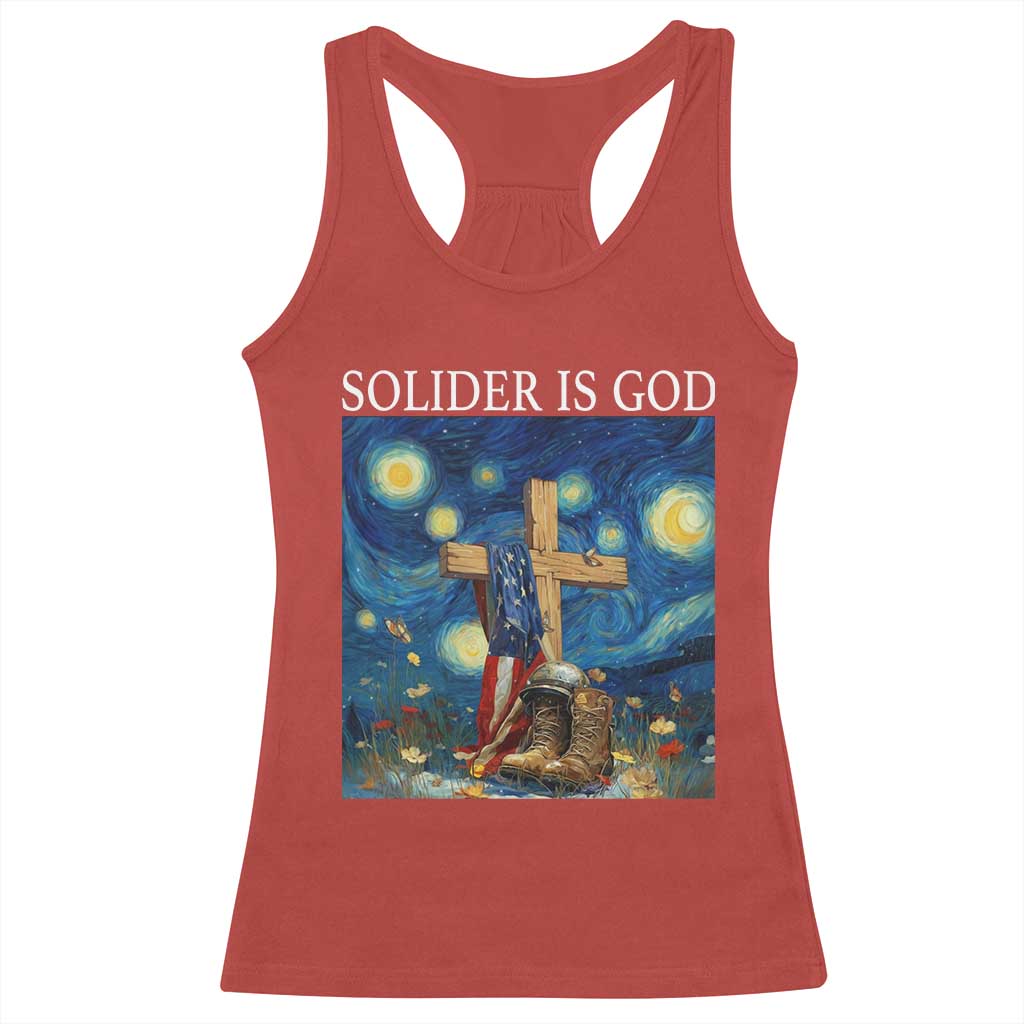 Army Christian Racerback Tank Top Soldier Cross Starry Night Faith Patriotic Jesus - Wonder Print Shop