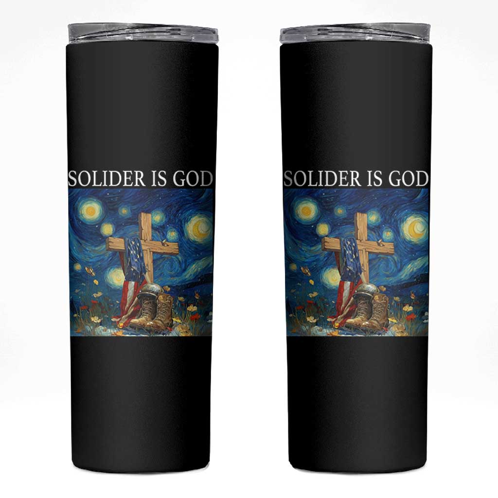 Army Christian Skinny Tumbler Soldier Cross Starry Night Faith Patriotic Jesus - Wonder Print Shop