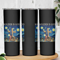 Army Christian Skinny Tumbler Soldier Cross Starry Night Faith Patriotic Jesus - Wonder Print Shop