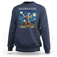 Army Christian Sweatshirt Soldier Cross Starry Night Faith Patriotic Jesus - Wonder Print Shop