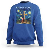 Army Christian Sweatshirt Soldier Cross Starry Night Faith Patriotic Jesus - Wonder Print Shop