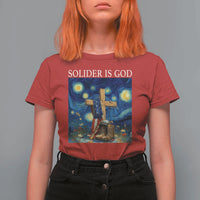 Army Christian T Shirt For Women Soldier Cross Starry Night Faith Patriotic Jesus - Wonder Print Shop