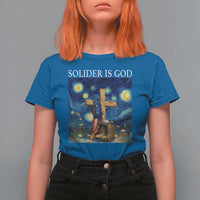 Army Christian T Shirt For Women Soldier Cross Starry Night Faith Patriotic Jesus - Wonder Print Shop
