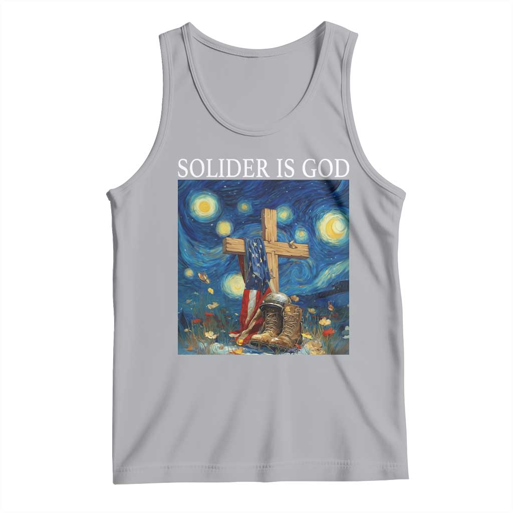 Army Christian Tank Top Soldier Cross Starry Night Faith Patriotic Jesus - Wonder Print Shop