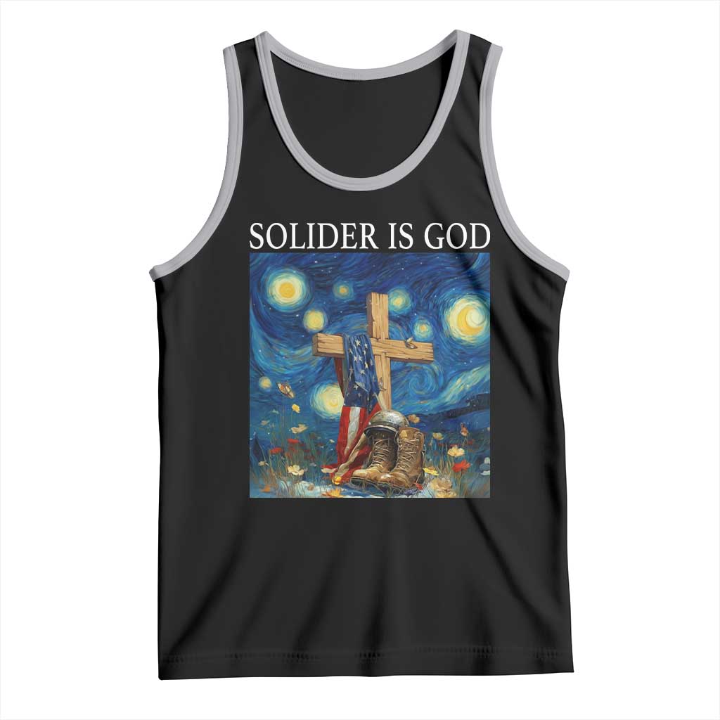 Army Christian Tank Top Soldier Cross Starry Night Faith Patriotic Jesus - Wonder Print Shop