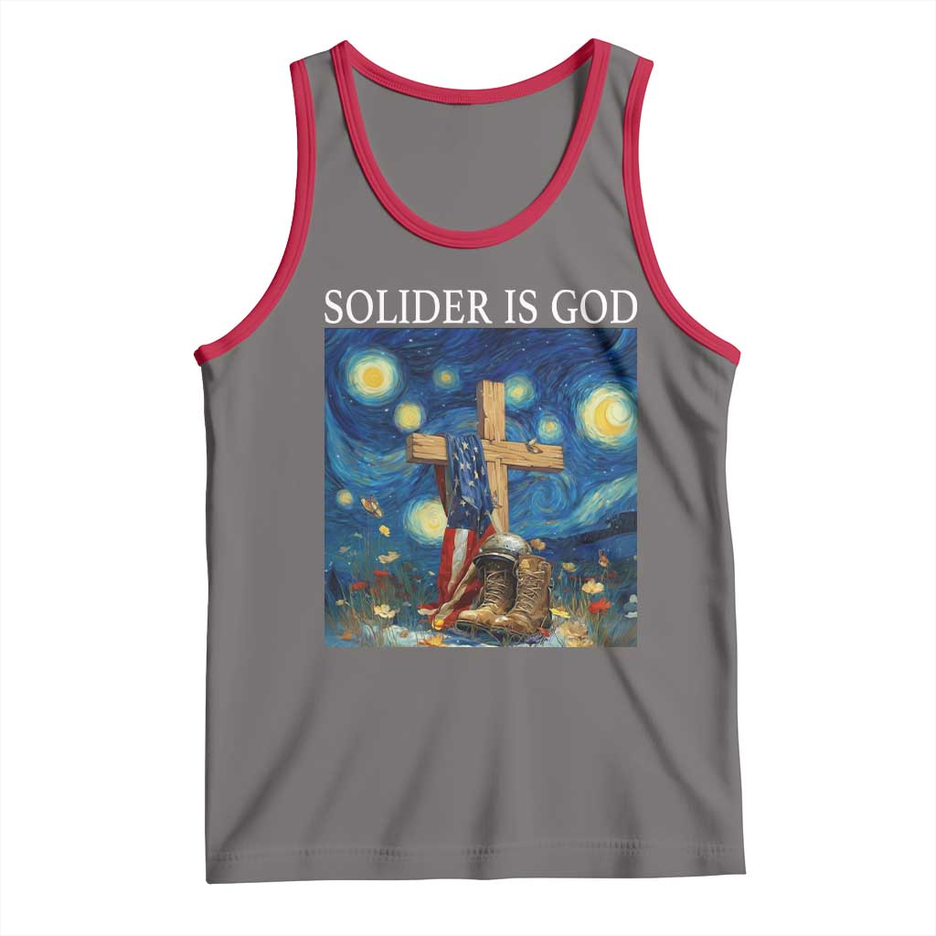 Army Christian Tank Top Soldier Cross Starry Night Faith Patriotic Jesus - Wonder Print Shop
