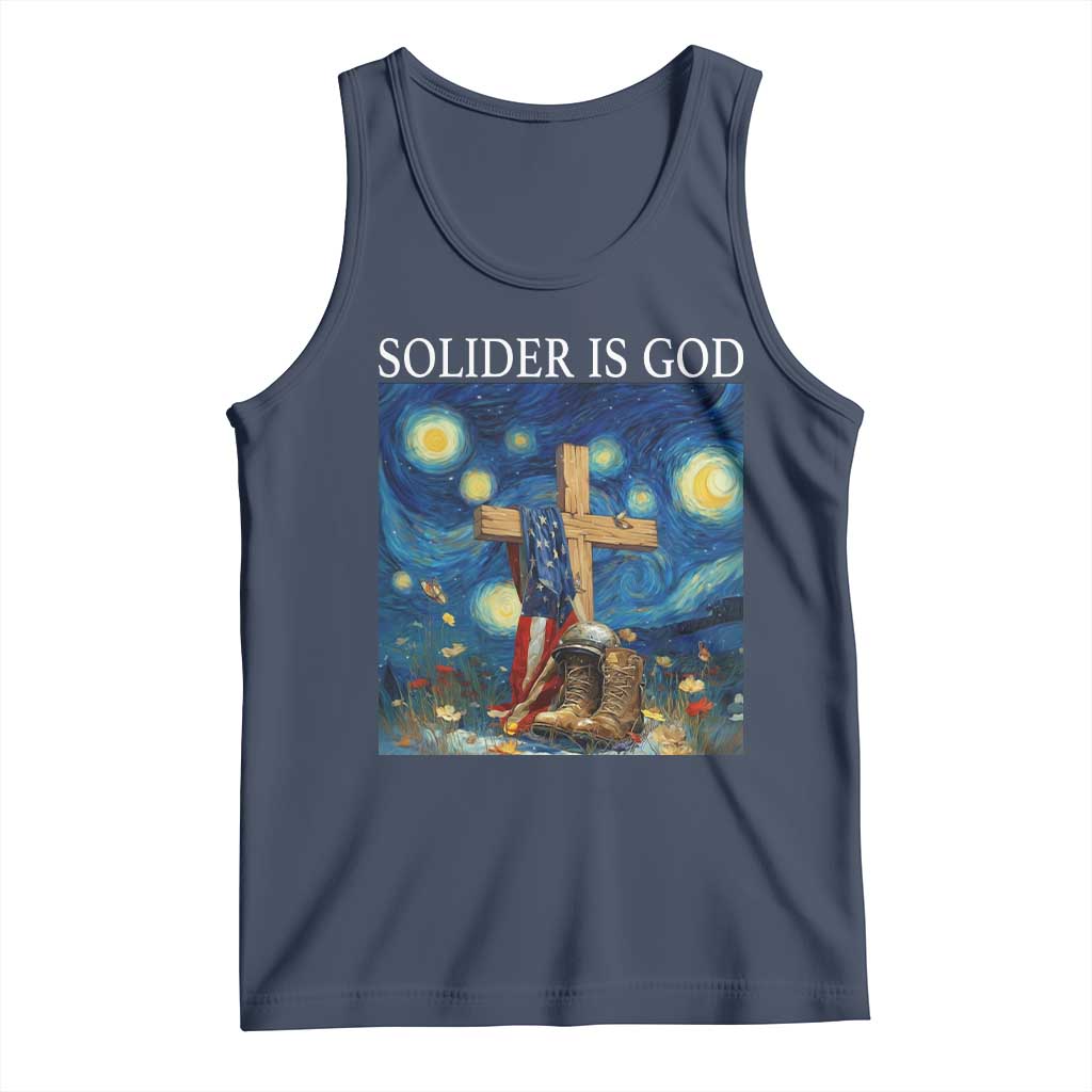 Army Christian Tank Top Soldier Cross Starry Night Faith Patriotic Jesus - Wonder Print Shop