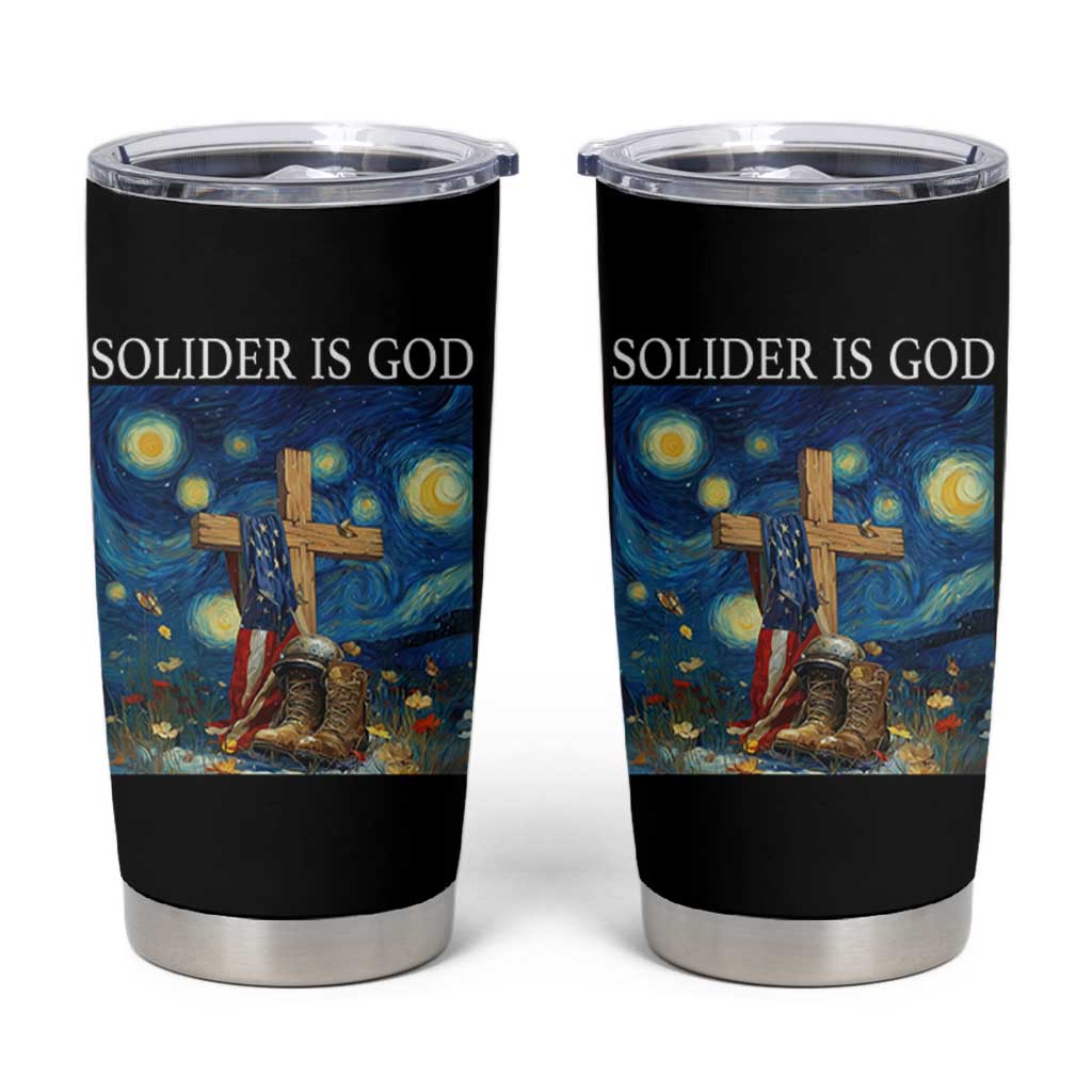 Army Christian Tumbler Cup Soldier Cross Starry Night Faith Patriotic Jesus - Wonder Print Shop