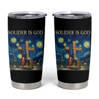 Army Christian Tumbler Cup Soldier Cross Starry Night Faith Patriotic Jesus - Wonder Print Shop