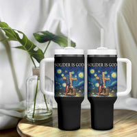 Army Christian Tumbler With Handle Soldier Cross Starry Night Faith Patriotic Jesus - Wonder Print Shop
