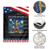 Army Christian Garden Flag Soldier Cross Starry Night Faith Patriotic Jesus