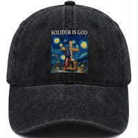 Army Christian Washed Cotton Baseball Cap Soldier Cross Starry Night Faith Patriotic Jesus