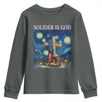 Army Christian Youth Sweatshirt Soldier Cross Starry Night Faith Patriotic Jesus - Wonder Print Shop