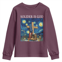 Army Christian Youth Sweatshirt Soldier Cross Starry Night Faith Patriotic Jesus - Wonder Print Shop