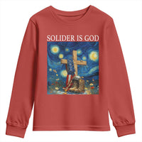 Army Christian Youth Sweatshirt Soldier Cross Starry Night Faith Patriotic Jesus - Wonder Print Shop