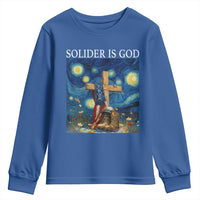 Army Christian Youth Sweatshirt Soldier Cross Starry Night Faith Patriotic Jesus - Wonder Print Shop