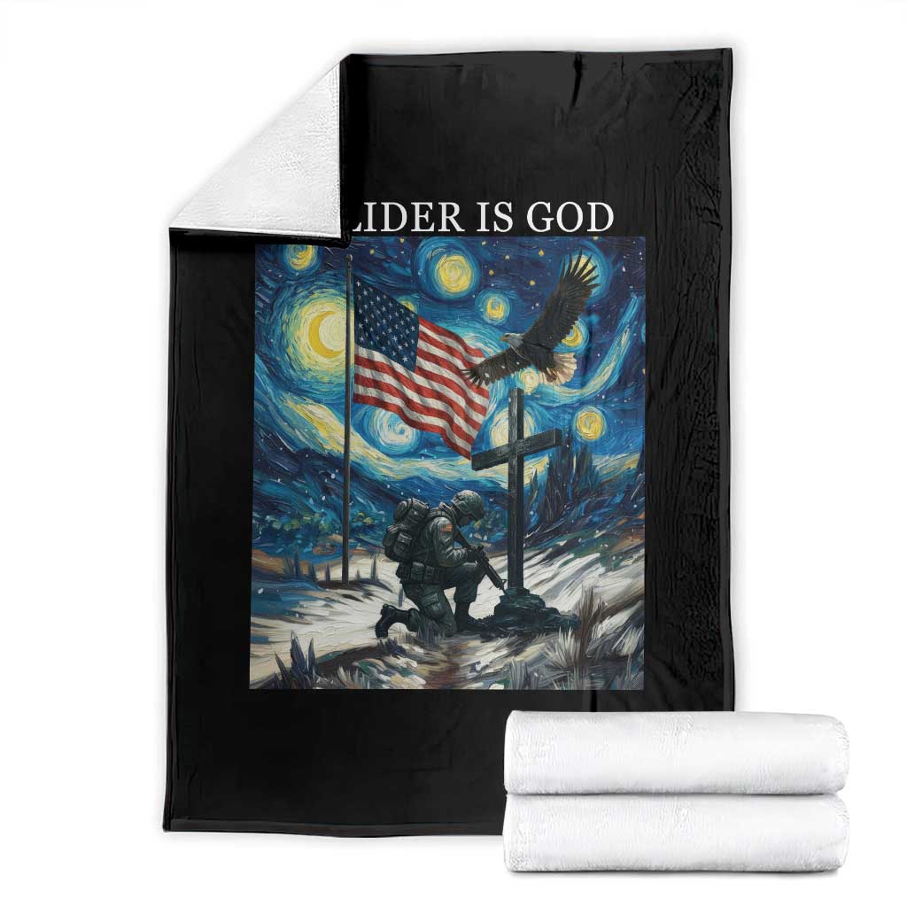 Solider Army Christian Throw Blanket Cross Starry Night Faith Patriotic Jesus - Wonder Print Shop