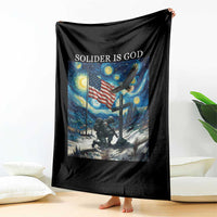Solider Army Christian Throw Blanket Cross Starry Night Faith Patriotic Jesus - Wonder Print Shop