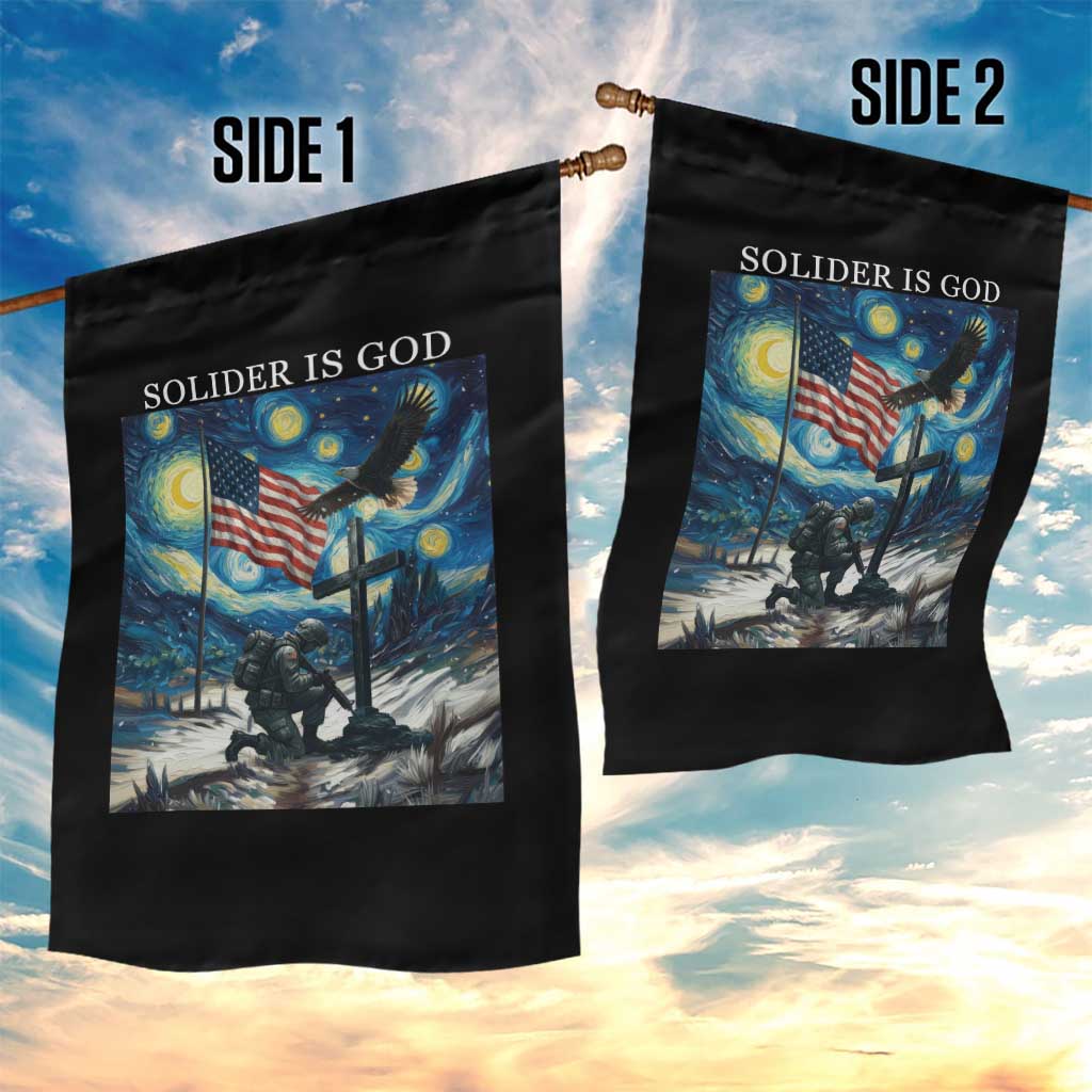 Solider Army Christian Garden Flag Cross Starry Night Faith Patriotic Jesus - Wonder Print Shop