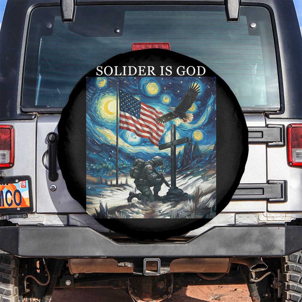 Solider Army Christian Spare Tire Cover Cross Starry Night Faith Patriotic Jesus - Wonder Print Shop