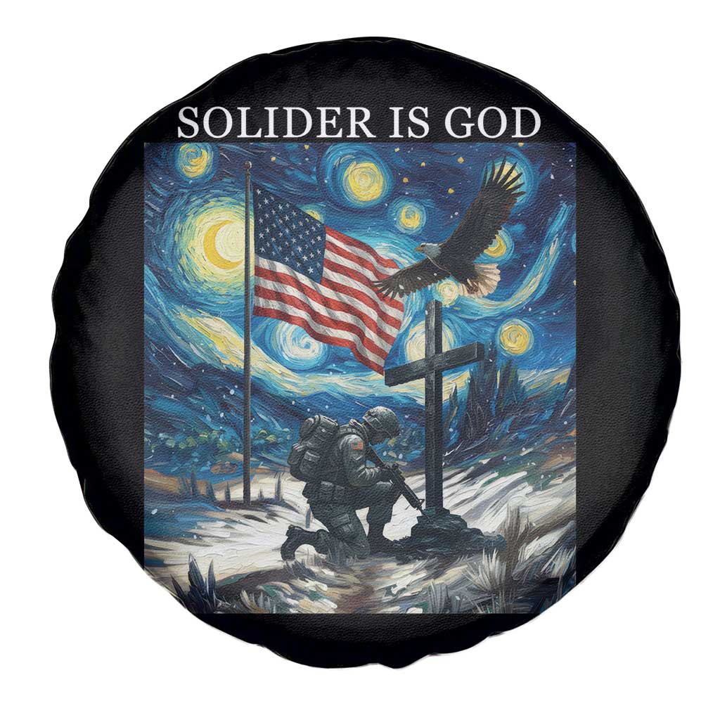 Solider Army Christian Spare Tire Cover Cross Starry Night Faith Patriotic Jesus - Wonder Print Shop