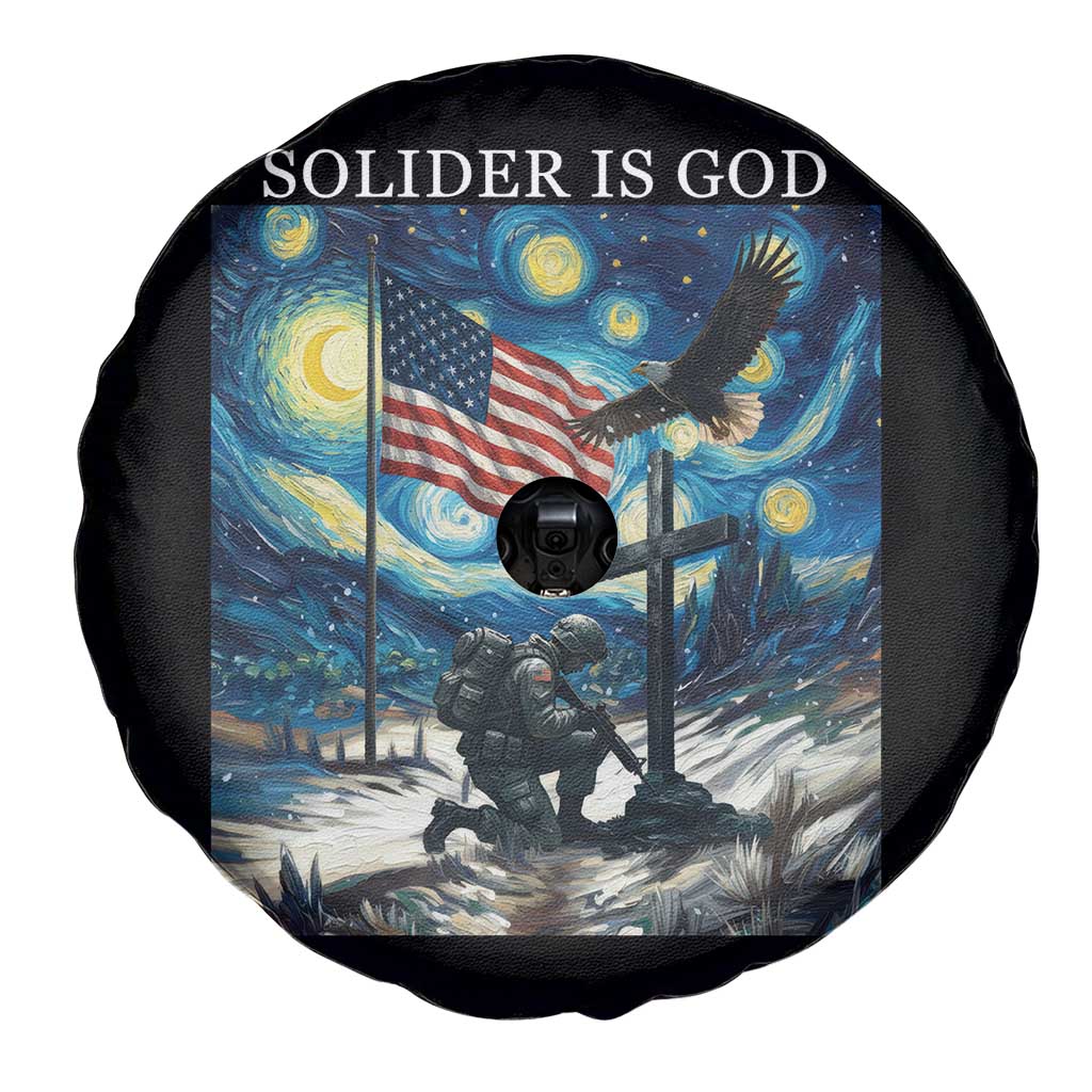 Solider Army Christian Spare Tire Cover Cross Starry Night Faith Patriotic Jesus - Wonder Print Shop