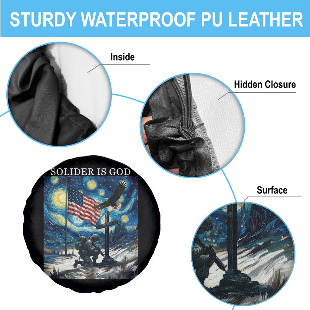 Solider Army Christian Spare Tire Cover Cross Starry Night Faith Patriotic Jesus - Wonder Print Shop