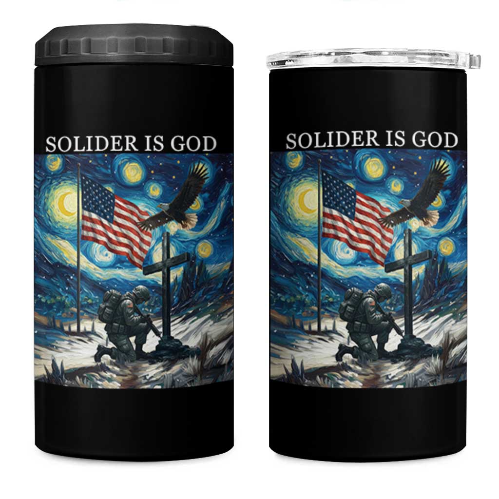 Solider Army Christian 4 in 1 Can Cooler Tumbler Cross Starry Night Faith Patriotic Jesus - Wonder Print Shop