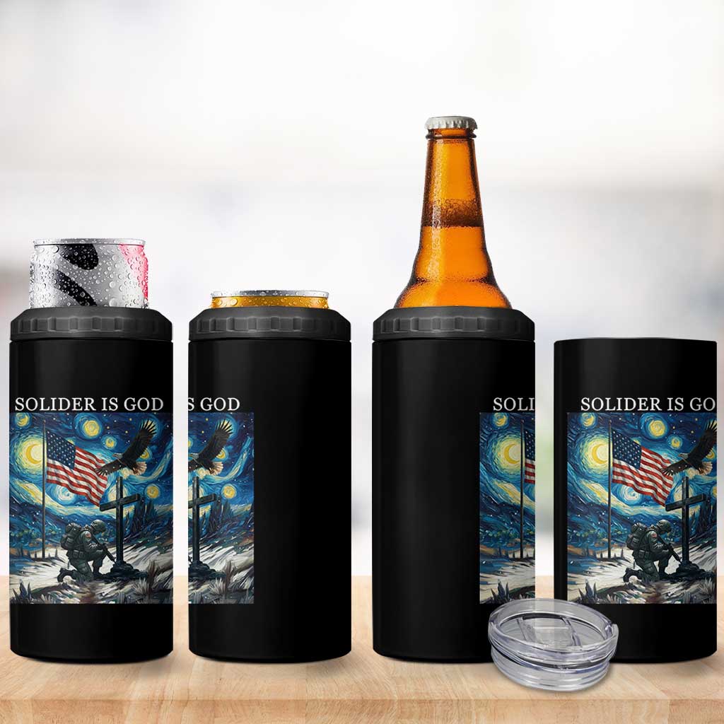 Solider Army Christian 4 in 1 Can Cooler Tumbler Cross Starry Night Faith Patriotic Jesus - Wonder Print Shop