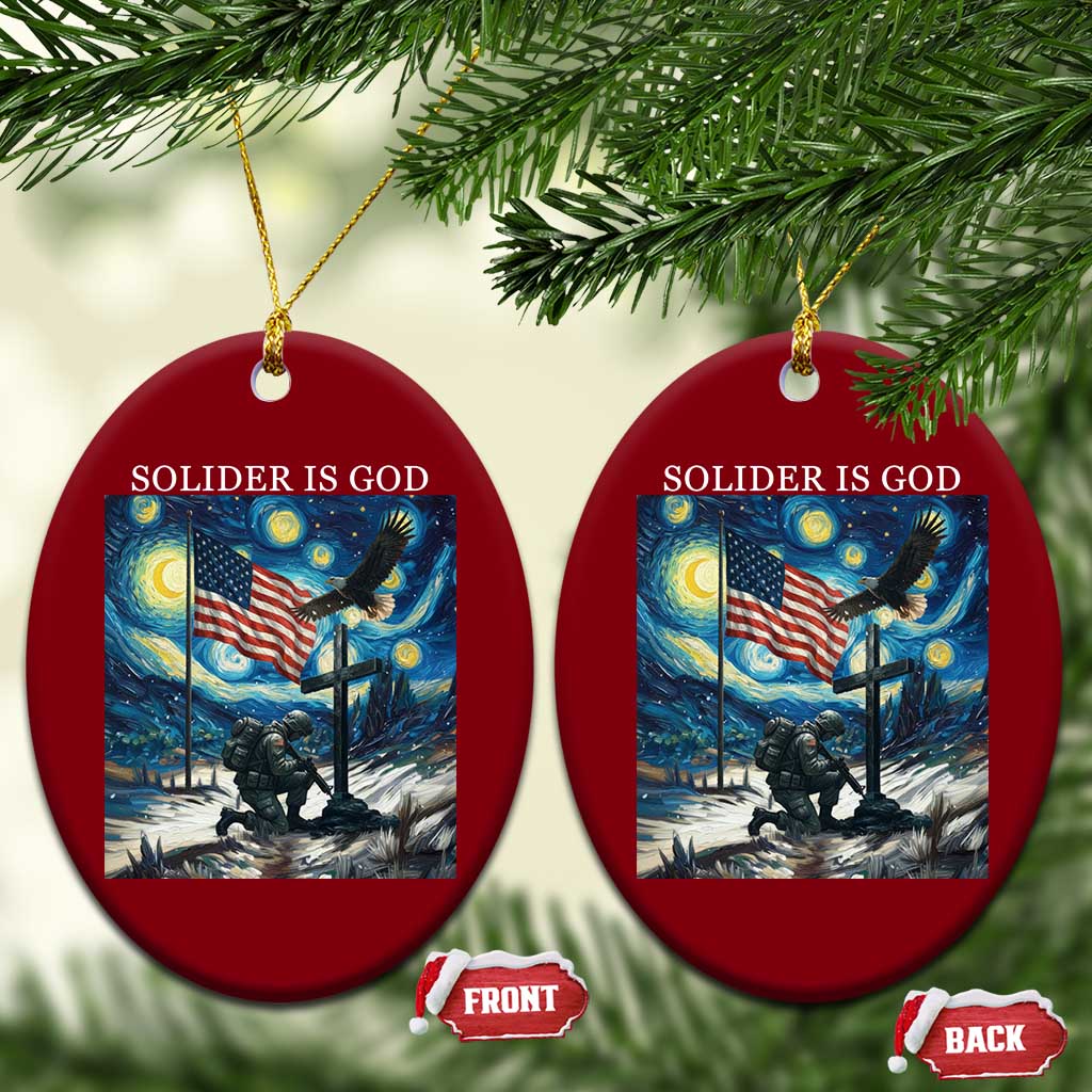 Solider Army Christian Ceramic Ornament Cross Starry Night Faith Patriotic Jesus - Wonder Print Shop