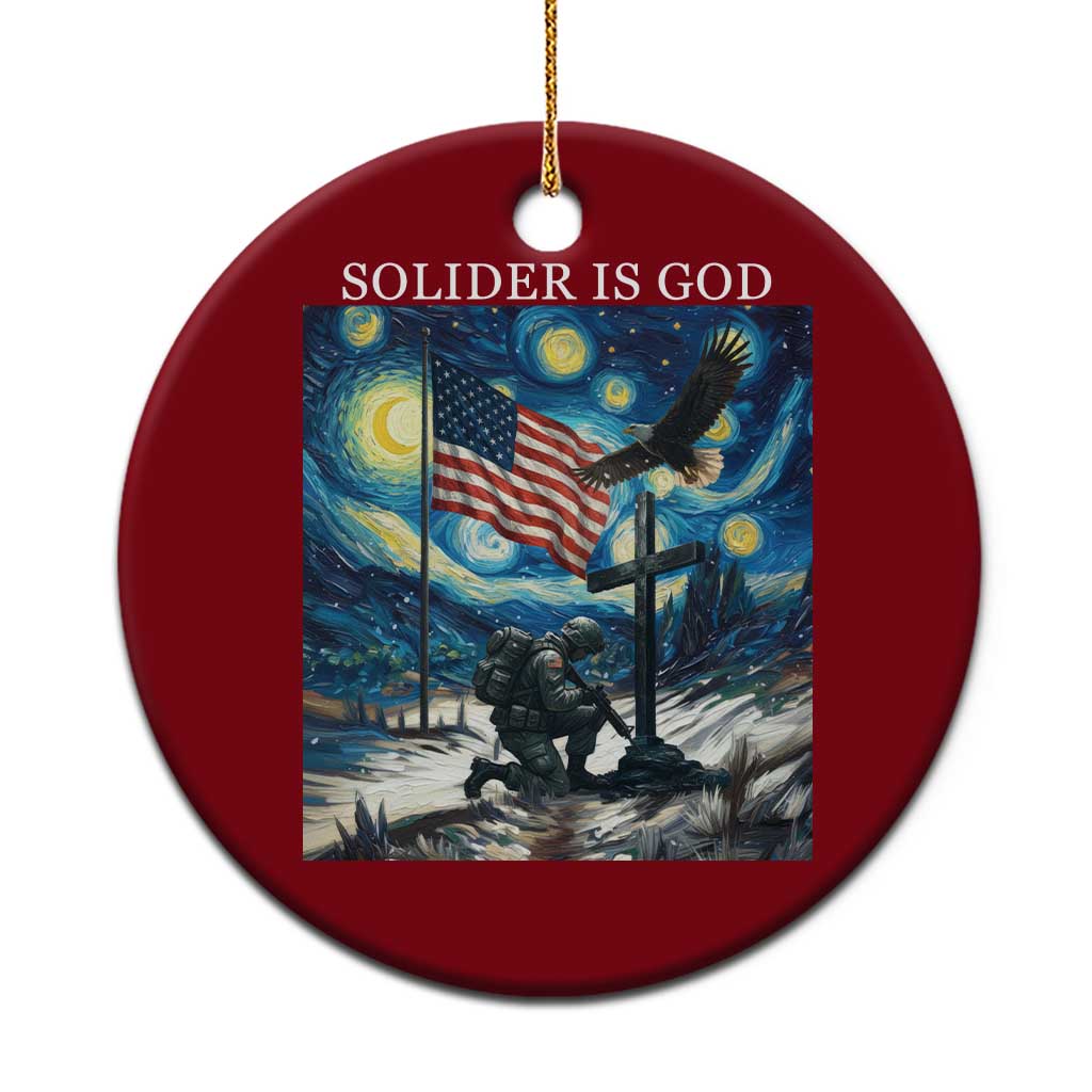 Solider Army Christian Ceramic Ornament Cross Starry Night Faith Patriotic Jesus - Wonder Print Shop