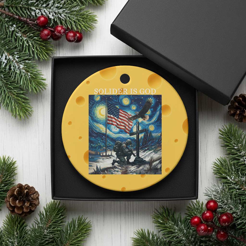Solider Army Christian Ceramic Ornament Cross Starry Night Faith Patriotic Jesus - Wonder Print Shop