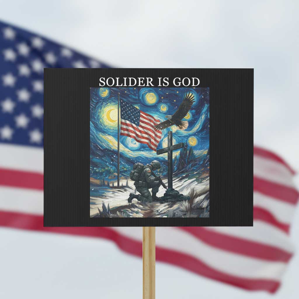 Solider Army Christian Protest Sign Cross Starry Night Faith Patriotic Jesus - Wonder Print Shop