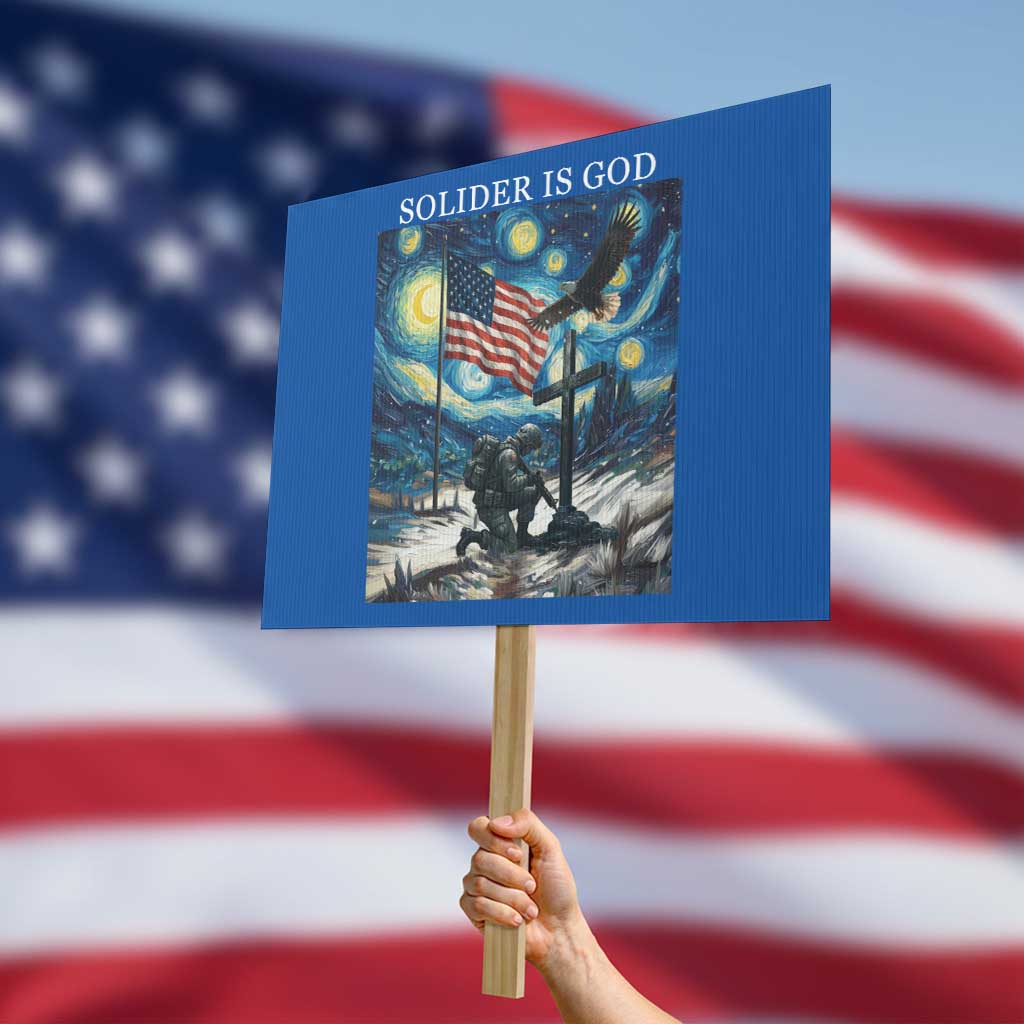 Solider Army Christian Protest Sign Cross Starry Night Faith Patriotic Jesus - Wonder Print Shop