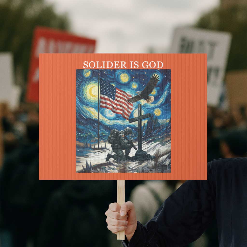 Solider Army Christian Protest Sign Cross Starry Night Faith Patriotic Jesus - Wonder Print Shop
