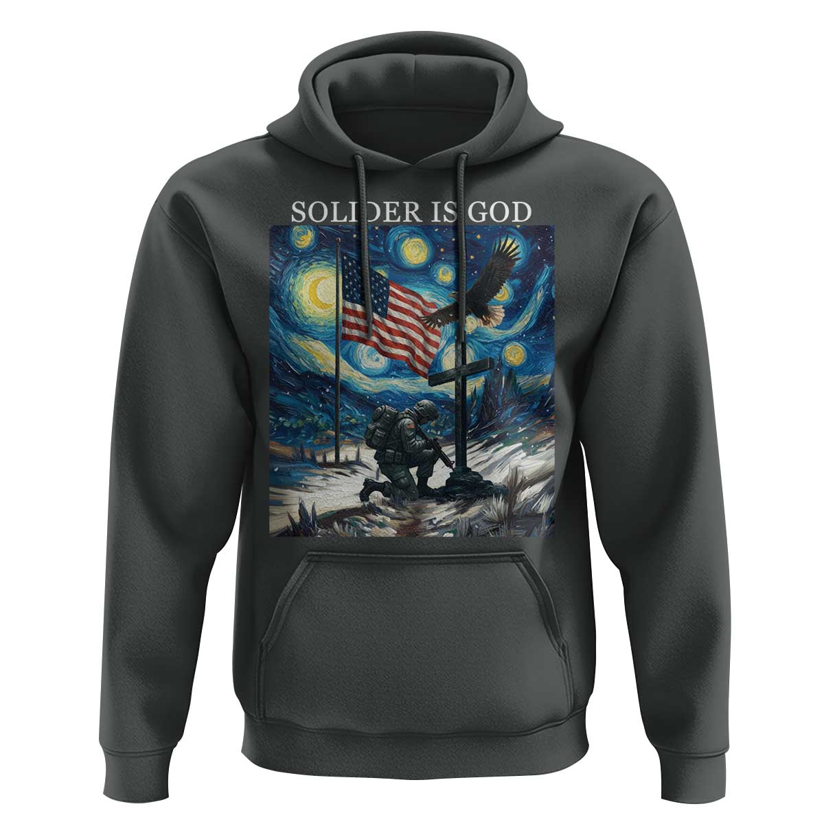 Solider Army Christian Hoodie Cross Starry Night Faith Patriotic Jesus - Wonder Print Shop