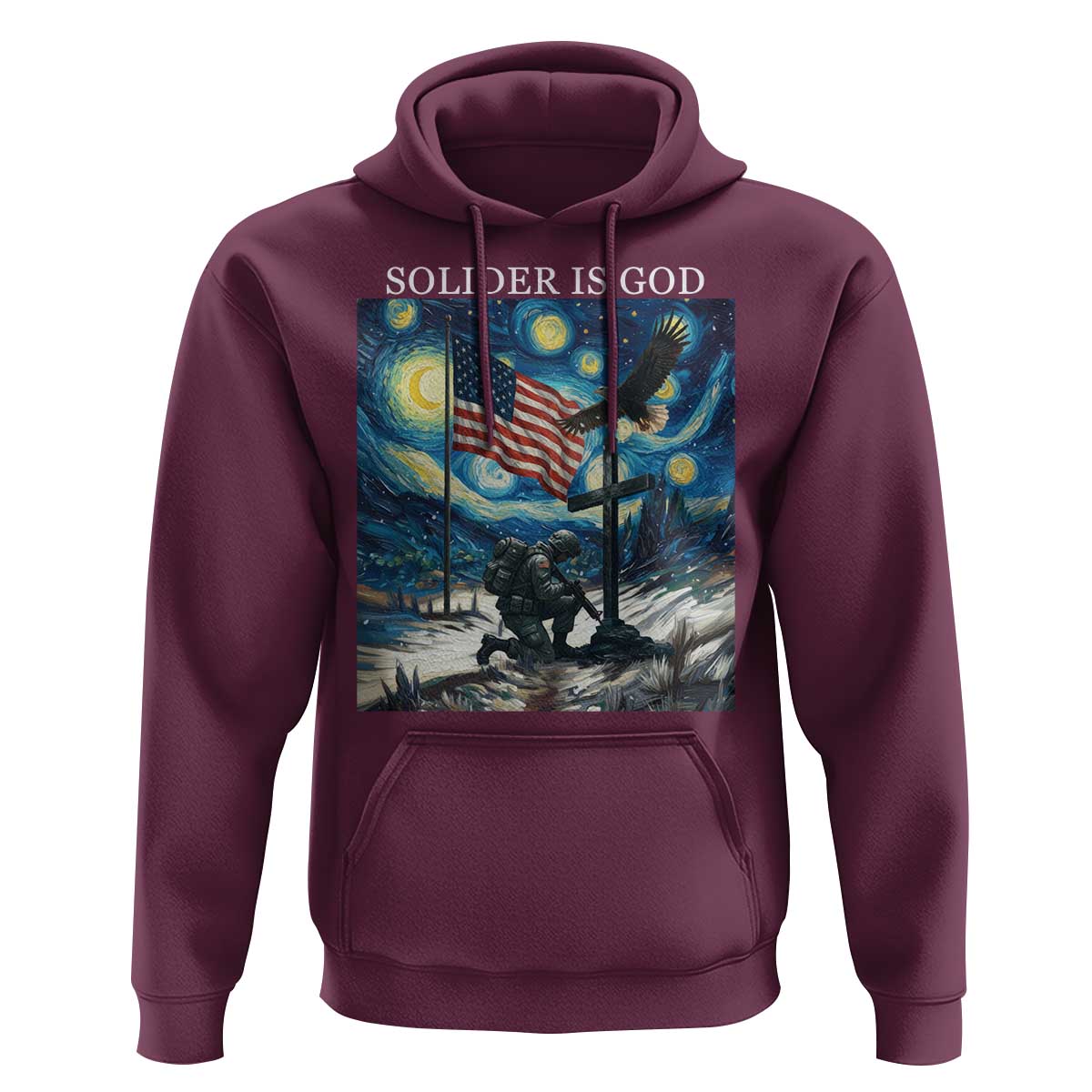 Solider Army Christian Hoodie Cross Starry Night Faith Patriotic Jesus - Wonder Print Shop