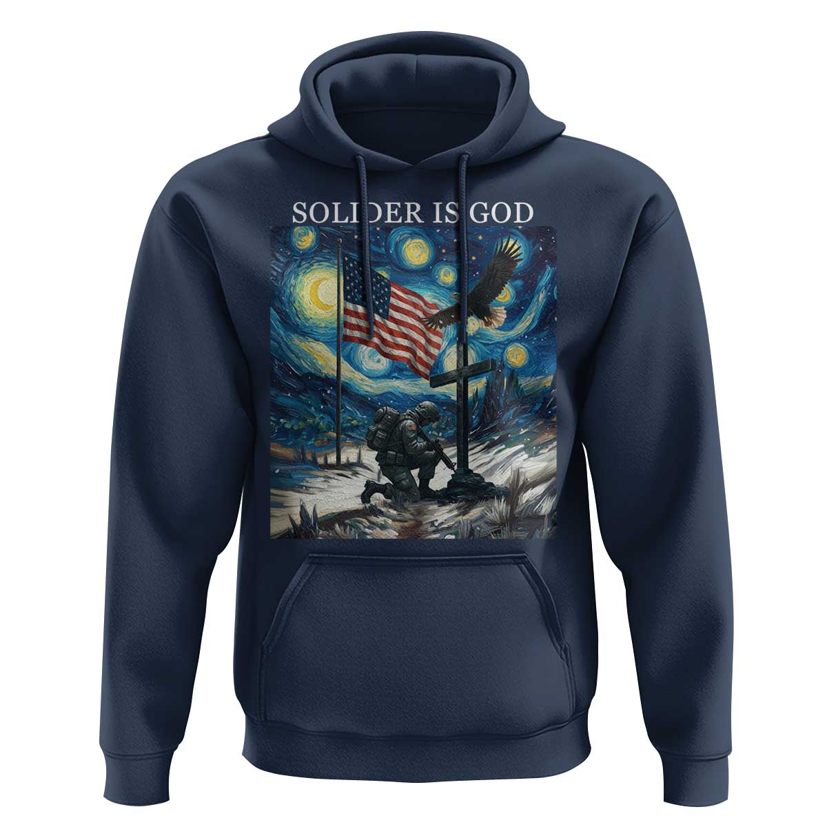 Solider Army Christian Hoodie Cross Starry Night Faith Patriotic Jesus - Wonder Print Shop