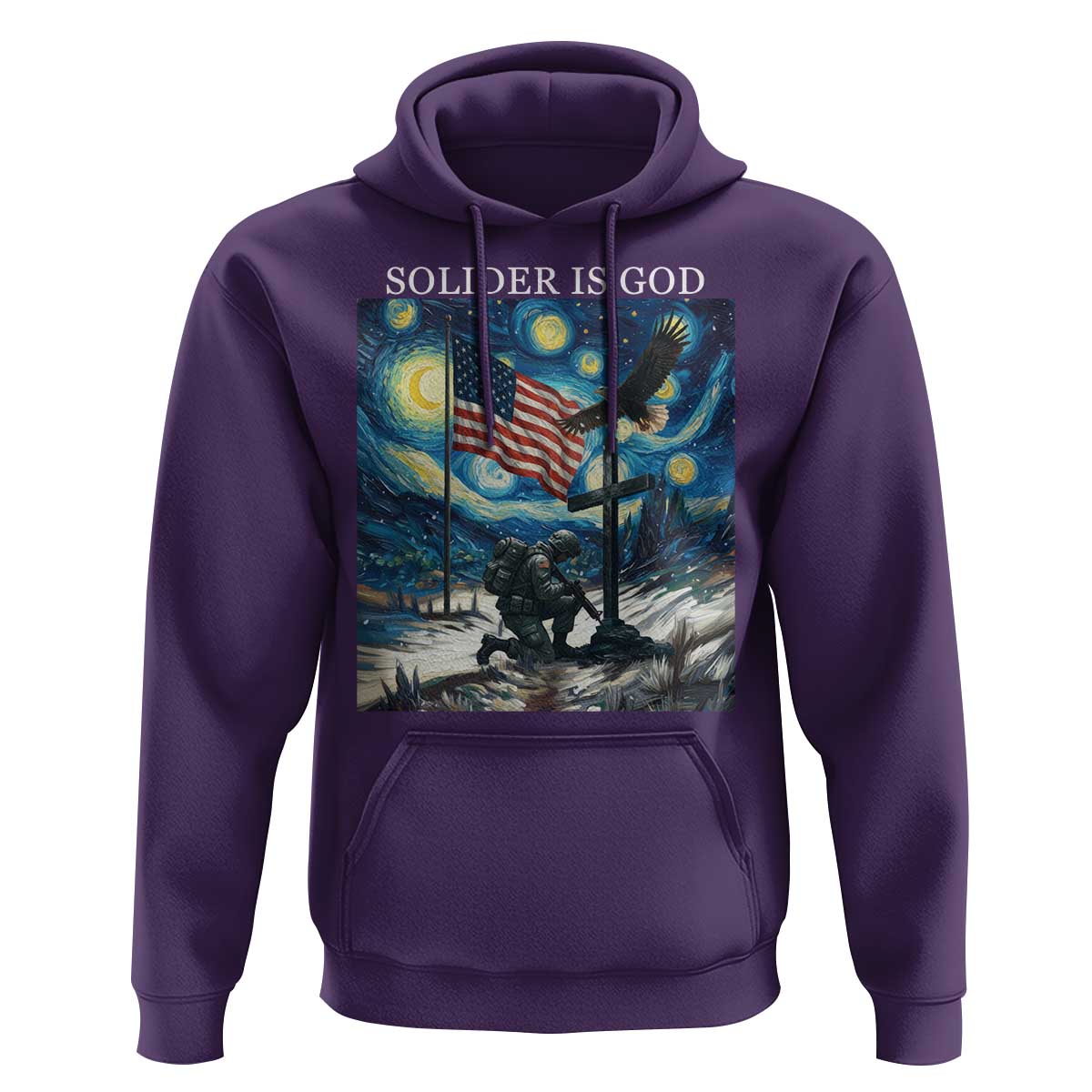 Solider Army Christian Hoodie Cross Starry Night Faith Patriotic Jesus - Wonder Print Shop