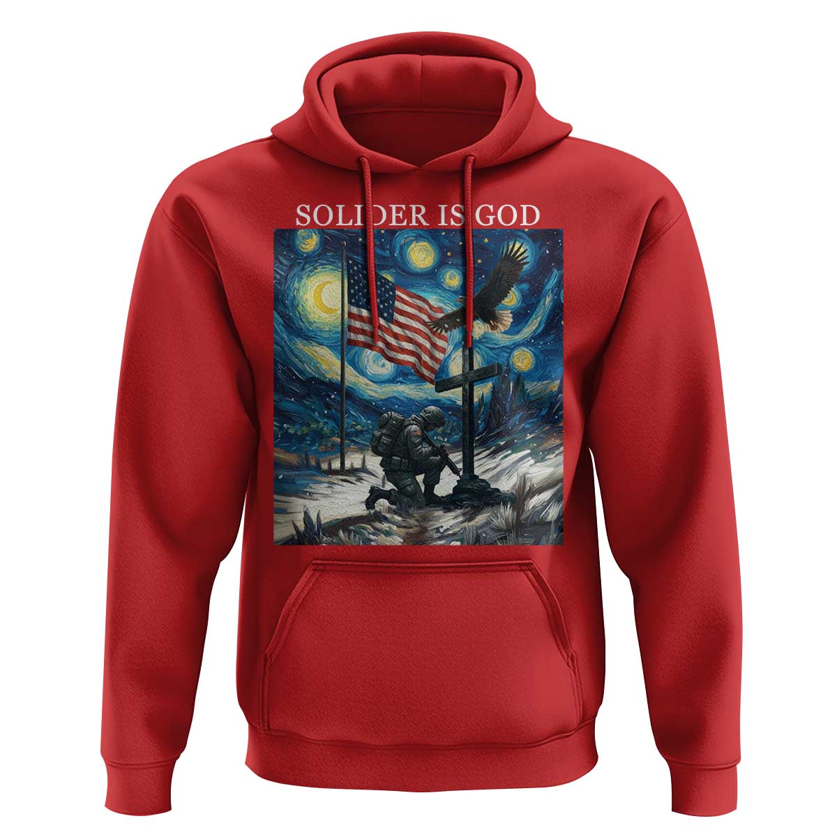 Solider Army Christian Hoodie Cross Starry Night Faith Patriotic Jesus - Wonder Print Shop