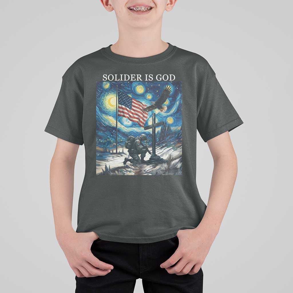 Solider Army Christian T Shirt For Kid Cross Starry Night Faith Patriotic Jesus - Wonder Print Shop