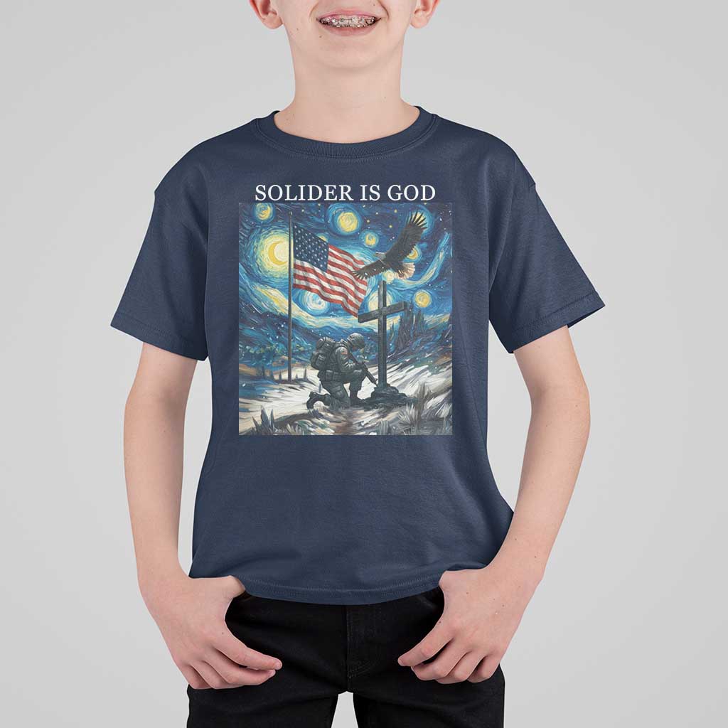 Solider Army Christian T Shirt For Kid Cross Starry Night Faith Patriotic Jesus - Wonder Print Shop