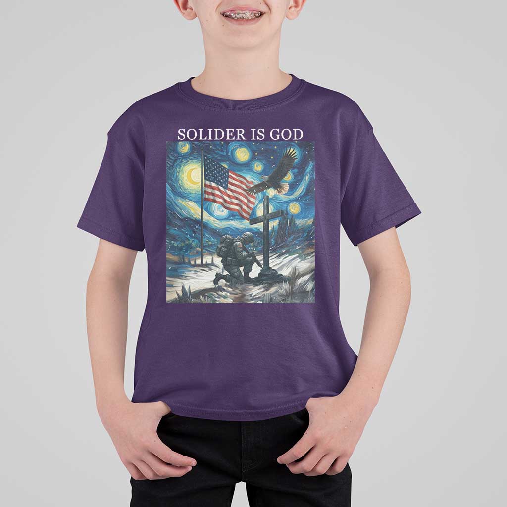 Solider Army Christian T Shirt For Kid Cross Starry Night Faith Patriotic Jesus - Wonder Print Shop
