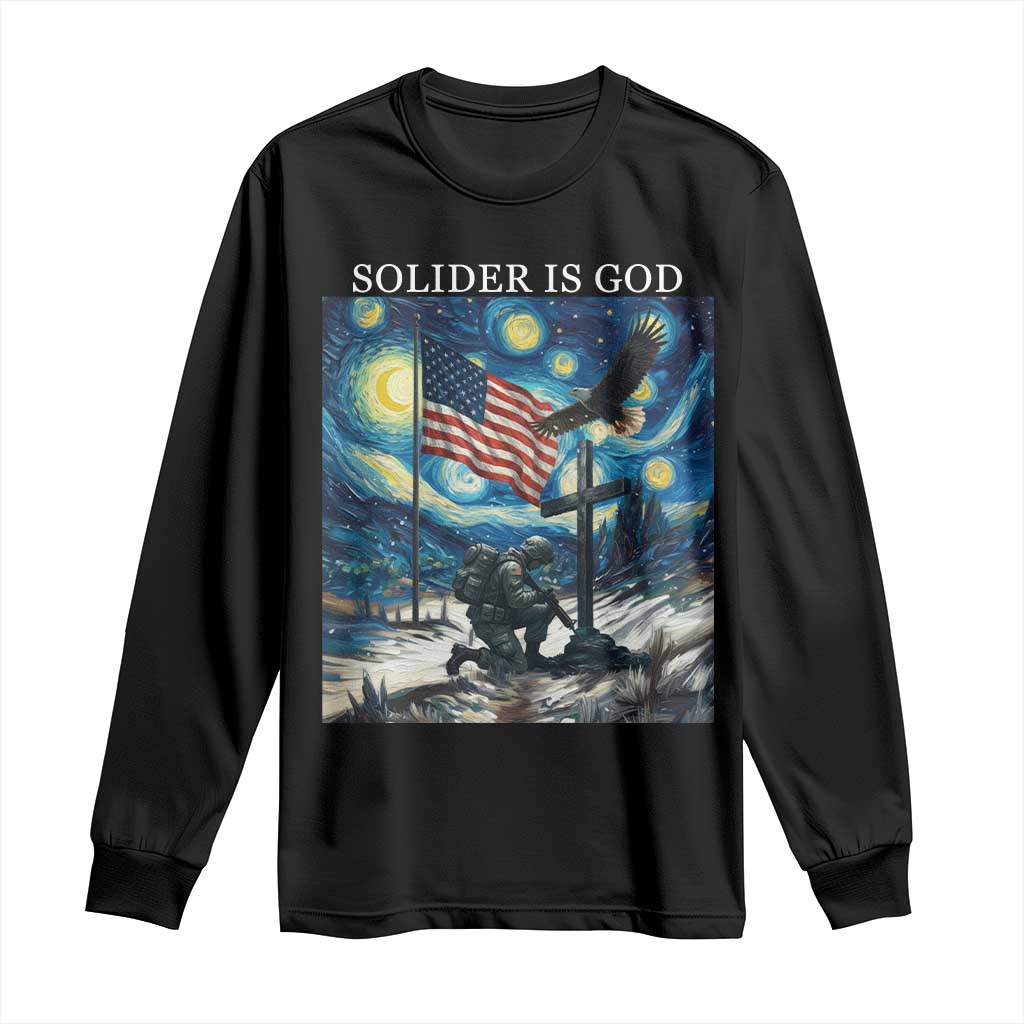 Solider Army Christian Long Sleeve Shirt Cross Starry Night Faith Patriotic Jesus - Wonder Print Shop
