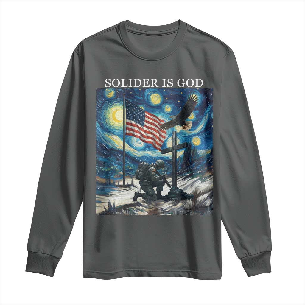 Solider Army Christian Long Sleeve Shirt Cross Starry Night Faith Patriotic Jesus - Wonder Print Shop