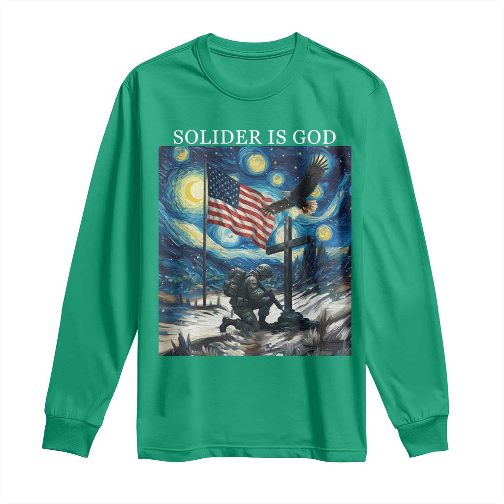 Solider Army Christian Long Sleeve Shirt Cross Starry Night Faith Patriotic Jesus - Wonder Print Shop